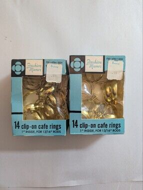 Vintage Fashion Manor Clip On Cafe Rings Gold Brass 1" JCPenney 2 Packs Of 14